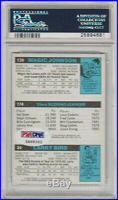 Magic Johnson Larry Bird Julius Erving 1980-81 Topps Autograph AUTO RC PSA/DNA 7
