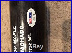Manny Machado Game Used Autograph Chandler Bat PSA/DNA Certified Uncracked