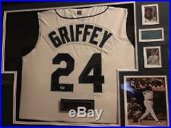 Mariners Ken Griffey Jr. Autographed Signed Framed White Russell Jersey PSA/DNA