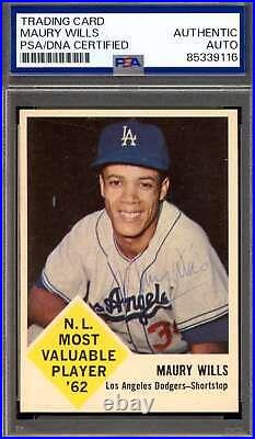 Maury Wills PSA DNA Signed 1963 Fleer Rookie Autograph