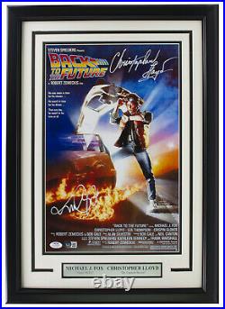 Michael J Fox Lloyd Signed Framed 11x17 Back to the Future Movie Poster PSA BAS