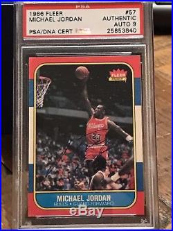 Michael Jordan 1986 Fleer #57 Rookie Signed PSA/DNA Mint 9 Autograph UDA Cert