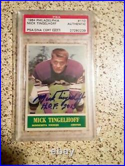 Mick Tingelhoff Signed 1964 Philadelphia Rookie RC #110 PSA DNA Autograph HOF