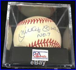 Mickey Mantle No. 7 Inscription Autographed Signed Baseball Psa/dna Sig Graded 9
