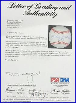 Mickey Mantle No. 7 Inscription Autographed Signed Baseball Psa/dna Sig Graded 9