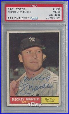 Mickey Mantle Psa/dna Certified Authentic Signed 1961 Topps Card #300 Autograph