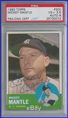 Mickey Mantle Psa/dna Certified Authentic Signed 1963 Topps Card #200 Autograph