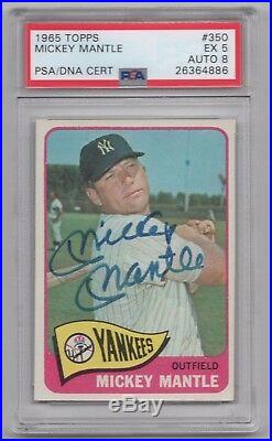 Mickey Mantle Psa/dna Certified Signed Original 1965 Topps Card #350 Autographed