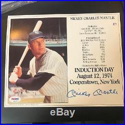 Mickey Mantle Signed Auto Autograph 8x10 Hall Of Fame Induction Photo PSA DNA
