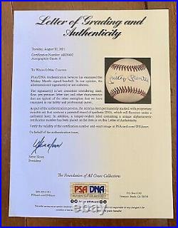 Mickey Mantle Signed Autographed Baseball PSA / DNA 8 LOA NM to Mint Beautiful