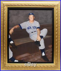Mickey Mantle Signed Autographed Painting Framed Famous Gallo Image Psa/dna 7795