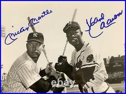 Mickey Mantle Signed Photo 8x10 Baseball Autograph Hank Aaron PSA/DNA 9.5 Gem