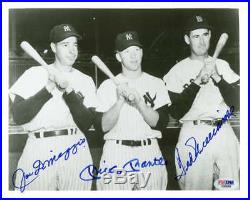 Mickey Mantle Ted Williams Joe DIMaggio Signed Autographed 8x10 Photo PSA/DNA