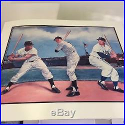 Mickey Mantle Willie Mays Duke Snider Signed Autographed 26X32 Litho PSA DNA COA