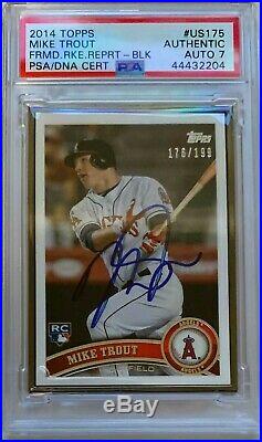 Mike Trout Autograph PSA DNA 7 2014 Topps Framed Rookie Reprint /199 Auto MLB