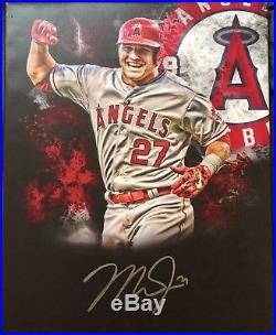Mike Trout MVP Signed Autographed Canvas 16 X 20 Angels Baseball PSA DNA