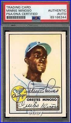 Minnie Minoso PSA DNA Signed 1952 Topps Rookie 1983 Reprint Autograph