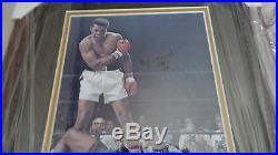 Muhammad Ali autographed 8x10 photo over Liston in a 16x13 frame PSA DNA Cert