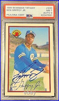 Near Mint Psa 7 1989 Bowman Tiffany Ken Griffey Jr With Mint 9 Autograph Psa/dna