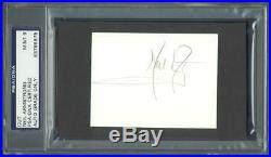 Neil Armstrong Signed 2.5x3.5 Cut with Graded Mint 9 Autograph! PSA/DNA Slabbed