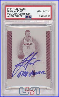 Nikola Jokic Nuggets Signed 2018-19 Panini NT #91 Printing Plate PSA/DNA 10 Auto