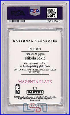 Nikola Jokic Nuggets Signed 2018-19 Panini NT #91 Printing Plate PSA/DNA 10 Auto