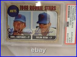 Nolan Ryan & Jerry Koosman Autographed 1968 Topps Reprint Rc Mets Psa/dna
