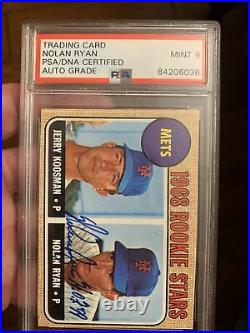 Nolan Ryan Signed Rookie 1968 Topps PSA DNA Slabbed Autographed Mint 9