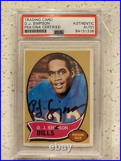 O. J. Simpson Signed 1970 Topps #90 Rookie Card HOF Legen PSA/DNA Certified