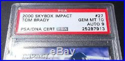 PSA 10 Gem Mint (POP 4) Tom Brady Auto Rc 2000 Rookie Signed Autograph 9 PSA DNA