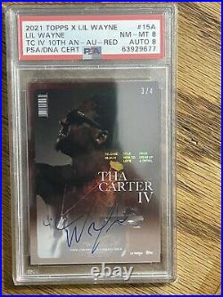 PSA AUTO 2021 Topps X Lil Wayne Tha Carter IV RED 3/4 HOW TO LOVE #15a SIGNED