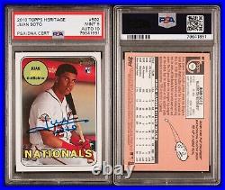 PSA DNA 10 PSA 9 2018 Topps Heritage #502 Juan Soto RC Autographed Signed POP24