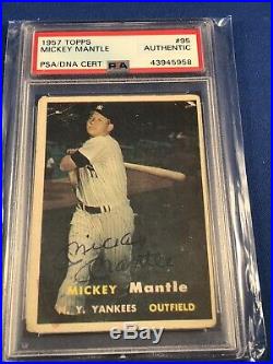PSA/DNA 1957 Topps #95 Mickey Mantle Auto Signed Autograph