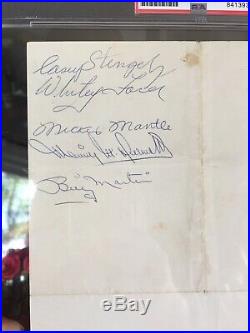 PSA/DNA Cert. 1956 NY Yankees Mantle + 4 Autographs On Brooklyn Dodgers Page