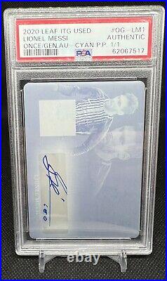 PSA Lionel Messi 1/1 Auto Card Cyan Printing Plate 2020 Leaf ITG Used Once/Gen