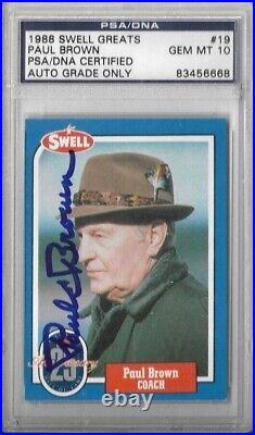 Paul Brown Autographed 1988 Swell Greats #19 PSA/DNA Certified Gem Mint 10 Auto