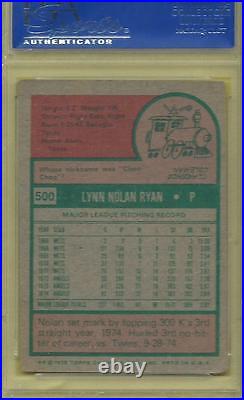 Playing Days Auto Psa/dna Nolan Ryan 1975 Topps #500 Signed Autograph Coa Tphlc