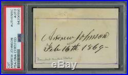 President ANDREW JOHNSON autograph cut dated 1869 PSA/DNA certifed signed