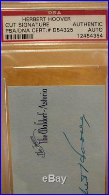 President Herbert Hoover Autograph PSA/DNA COA cut signature