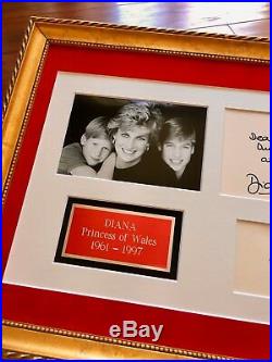 Princess DIANA PSA/DNA KENSINGTON Autograph love DIANA + THE BOYS Signed