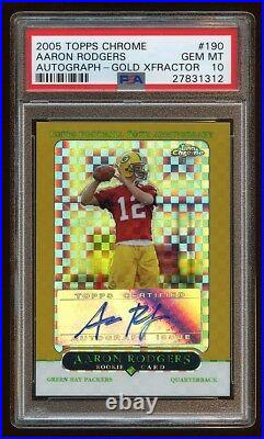 Psa 10 Aaron Rodgers 2005 Topps Chrome Rc Autograph Gold Xfractor /399 Packers