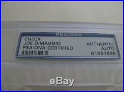 Psa Dna Joe Dimaggio Signed Check 2/7/1991 Autograph Yankees Hof Auto Encased