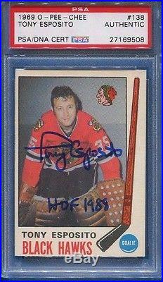 Psa/dna 1969-70 Opc #138 Tony Esposito Hof 88 Autographed Blackhawks Rookie