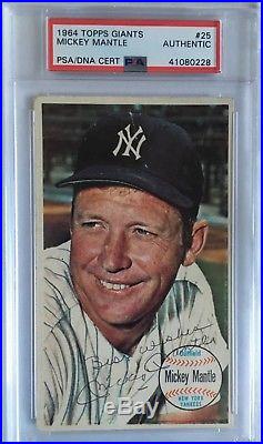Psa/dna Cert Authentic 1964 Topps Mickey Mantle #25 Autographed