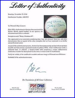 Psa/dna Mickey Mantle Merry Christmas Autographed American League Baseball