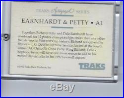 RICHARD PETTY DALE EARNHARDT PSA DNA SIGNED 1992 TRAKS Rookie Autograph RC