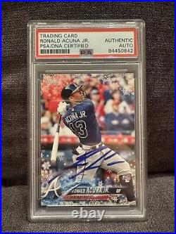 RONALD ACUNA JR RC Signed Auto Autograph 2018 Topps Holiday HMW50 PSA/DNA Coa