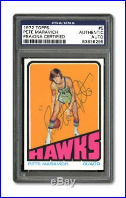 Rare 1972-73 Topps Pistol Pete Maravich Signed Autographed Basketball #5 PSA DNA