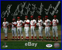 Reds Big Red Machine Autographed 8x10 Photo 8 Sigs Bench Rose Psa/dna 92305