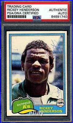 Rickey Henderson PSA DNA Vintage Signed 1981 Topps Autograph